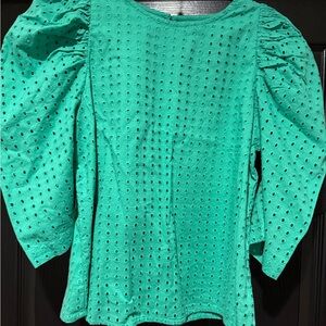 A New Day Green Ruffled Blouse